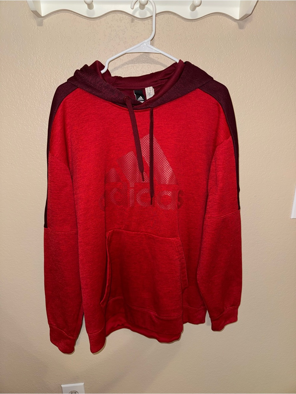 Adidas Red and Burgundy Pullover Hoodie